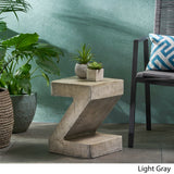 Max Outdoor Light-Weight Concrete Accent Table, Light Gray Noble House
