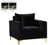 Naomi Velvet / Engineered Wood / Metal / Foam Contemporary Black Velvet Chair - 36" W x 33.5" D x 33" H