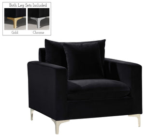 Naomi Velvet / Engineered Wood / Metal / Foam Contemporary Black Velvet Chair - 36" W x 33.5" D x 33" H