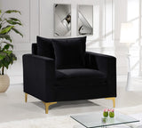 Naomi Velvet / Engineered Wood / Metal / Foam Contemporary Black Velvet Chair - 36" W x 33.5" D x 33" H