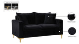 Naomi Velvet / Engineered Wood / Metal / Foam Contemporary Black Velvet Loveseat - 58" W x 33.5" D x 33" H