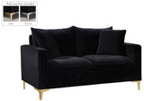 Naomi Velvet / Engineered Wood / Metal / Foam Contemporary Black Velvet Loveseat - 58" W x 33.5" D x 33" H