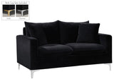 Naomi Velvet / Engineered Wood / Metal / Foam Contemporary Black Velvet Loveseat - 58" W x 33.5" D x 33" H