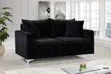 Naomi Velvet / Engineered Wood / Metal / Foam Contemporary Black Velvet Loveseat - 58" W x 33.5" D x 33" H