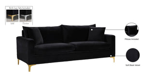 Naomi Velvet / Engineered Wood / Metal / Foam Contemporary Black Velvet Sofa - 81.5" W x 33.5" D x 33" H