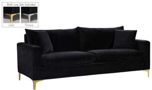 Naomi Velvet / Engineered Wood / Metal / Foam Contemporary Black Velvet Sofa - 81.5" W x 33.5" D x 33" H