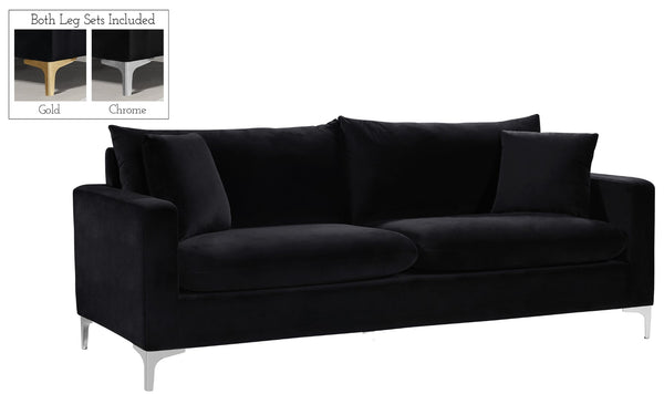 Naomi Velvet / Engineered Wood / Metal / Foam Contemporary Black Velvet Sofa - 81.5" W x 33.5" D x 33" H