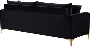 Naomi Velvet / Engineered Wood / Metal / Foam Contemporary Black Velvet Sofa - 81.5" W x 33.5" D x 33" H