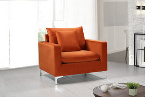 Naomi Velvet / Engineered Wood / Metal / Foam Contemporary Cognac Velvet Chair - 36" W x 33.5" D x 33" H