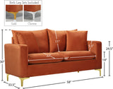 Naomi Velvet / Engineered Wood / Metal / Foam Contemporary Cognac Velvet Loveseat - 58" W x 33.5" D x 33" H