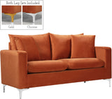 Naomi Velvet / Engineered Wood / Metal / Foam Contemporary Cognac Velvet Loveseat - 58" W x 33.5" D x 33" H