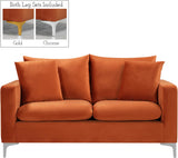 Naomi Velvet / Engineered Wood / Metal / Foam Contemporary Cognac Velvet Loveseat - 58" W x 33.5" D x 33" H