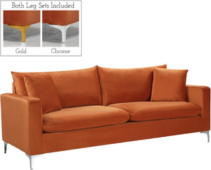 Naomi Velvet / Engineered Wood / Metal / Foam Contemporary Cognac Velvet Sofa - 81.5" W x 33.5" D x 33" H