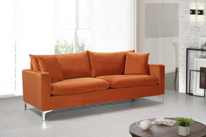 Naomi Velvet / Engineered Wood / Metal / Foam Contemporary Cognac Velvet Sofa - 81.5" W x 33.5" D x 33" H
