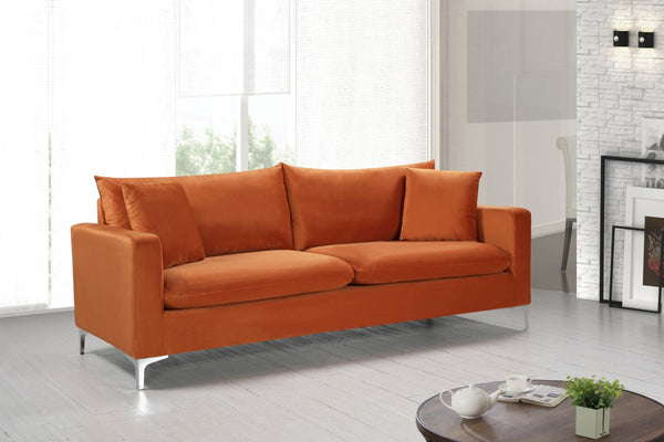 Naomi Velvet / Engineered Wood / Metal / Foam Contemporary Cognac Velvet Sofa - 81.5" W x 33.5" D x 33" H