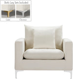 Naomi Velvet / Engineered Wood / Metal / Foam Contemporary Cream Velvet Chair - 36" W x 33.5" D x 33" H