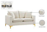 Naomi Velvet / Engineered Wood / Metal / Foam Contemporary Cream Velvet Loveseat - 58" W x 33.5" D x 33" H