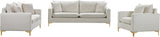 Naomi Velvet / Engineered Wood / Metal / Foam Contemporary Cream Velvet Loveseat - 58" W x 33.5" D x 33" H