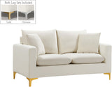 Naomi Velvet / Engineered Wood / Metal / Foam Contemporary Cream Velvet Loveseat - 58" W x 33.5" D x 33" H