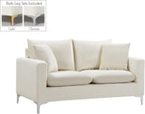 Naomi Velvet / Engineered Wood / Metal / Foam Contemporary Cream Velvet Loveseat - 58" W x 33.5" D x 33" H