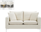 Naomi Velvet / Engineered Wood / Metal / Foam Contemporary Cream Velvet Loveseat - 58" W x 33.5" D x 33" H