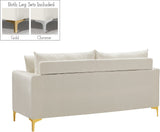 Naomi Velvet / Engineered Wood / Metal / Foam Contemporary Cream Velvet Loveseat - 58" W x 33.5" D x 33" H