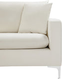 Naomi Velvet / Engineered Wood / Metal / Foam Contemporary Cream Velvet Loveseat - 58" W x 33.5" D x 33" H