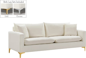 Naomi Velvet / Engineered Wood / Metal / Foam Contemporary Cream Velvet Sofa - 81.5" W x 33.5" D x 33" H