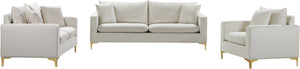 Naomi Velvet / Engineered Wood / Metal / Foam Contemporary Cream Velvet Sofa - 81.5" W x 33.5" D x 33" H