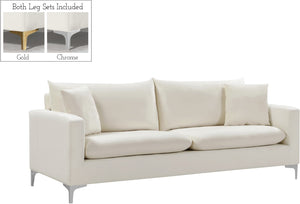 Naomi Velvet / Engineered Wood / Metal / Foam Contemporary Cream Velvet Sofa - 81.5" W x 33.5" D x 33" H