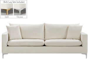 Naomi Velvet / Engineered Wood / Metal / Foam Contemporary Cream Velvet Sofa - 81.5" W x 33.5" D x 33" H