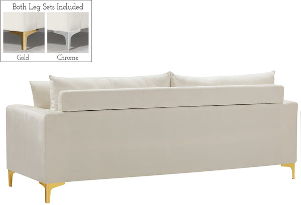 Naomi Velvet / Engineered Wood / Metal / Foam Contemporary Cream Velvet Sofa - 81.5" W x 33.5" D x 33" H