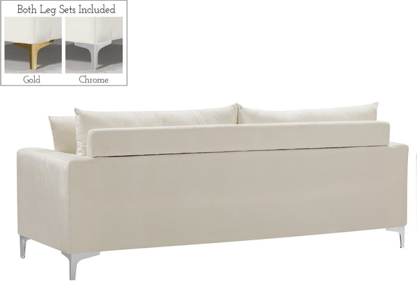 Naomi Velvet / Engineered Wood / Metal / Foam Contemporary Cream Velvet Sofa - 81.5" W x 33.5" D x 33" H