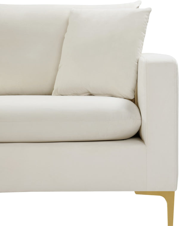 Naomi Velvet / Engineered Wood / Metal / Foam Contemporary Cream Velvet Sofa - 81.5" W x 33.5" D x 33" H