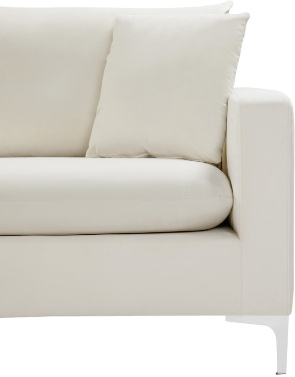 Naomi Velvet / Engineered Wood / Metal / Foam Contemporary Cream Velvet Sofa - 81.5" W x 33.5" D x 33" H