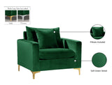 Naomi Velvet / Engineered Wood / Metal / Foam Contemporary Green Velvet Chair - 36" W x 33.5" D x 33" H