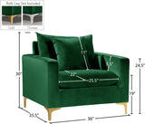 Naomi Velvet / Engineered Wood / Metal / Foam Contemporary Green Velvet Chair - 36" W x 33.5" D x 33" H