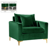 Naomi Velvet / Engineered Wood / Metal / Foam Contemporary Green Velvet Chair - 36" W x 33.5" D x 33" H