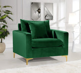 Naomi Velvet / Engineered Wood / Metal / Foam Contemporary Green Velvet Chair - 36" W x 33.5" D x 33" H