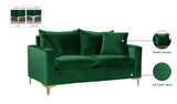 Naomi Velvet / Engineered Wood / Metal / Foam Contemporary Green Velvet Loveseat - 58" W x 33.5" D x 33" H