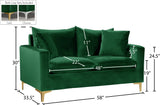 Naomi Velvet / Engineered Wood / Metal / Foam Contemporary Green Velvet Loveseat - 58" W x 33.5" D x 33" H