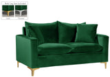 Naomi Velvet / Engineered Wood / Metal / Foam Contemporary Green Velvet Loveseat - 58" W x 33.5" D x 33" H