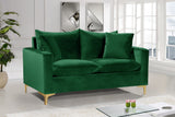 Naomi Velvet / Engineered Wood / Metal / Foam Contemporary Green Velvet Loveseat - 58" W x 33.5" D x 33" H