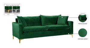 Naomi Velvet / Engineered Wood / Metal / Foam Contemporary Green Velvet Sofa - 81.5" W x 33.5" D x 33" H