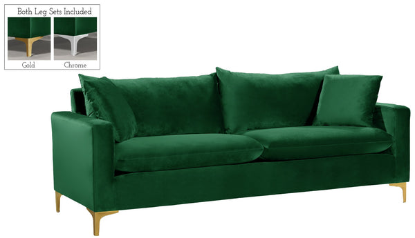 Naomi Velvet / Engineered Wood / Metal / Foam Contemporary Green Velvet Sofa - 81.5" W x 33.5" D x 33" H
