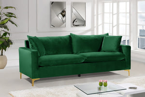Naomi Velvet / Engineered Wood / Metal / Foam Contemporary Green Velvet Sofa - 81.5" W x 33.5" D x 33" H