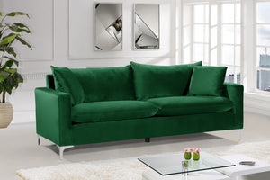 Naomi Velvet / Engineered Wood / Metal / Foam Contemporary Green Velvet Sofa - 81.5" W x 33.5" D x 33" H