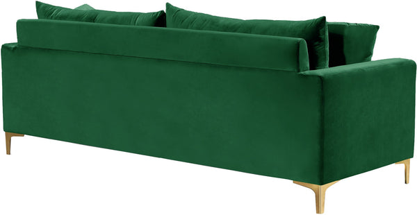 Naomi Velvet / Engineered Wood / Metal / Foam Contemporary Green Velvet Sofa - 81.5" W x 33.5" D x 33" H