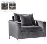 Naomi Velvet / Engineered Wood / Metal / Foam Contemporary Grey Velvet Chair - 36" W x 33.5" D x 33" H