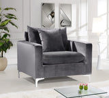 Naomi Velvet / Engineered Wood / Metal / Foam Contemporary Grey Velvet Chair - 36" W x 33.5" D x 33" H